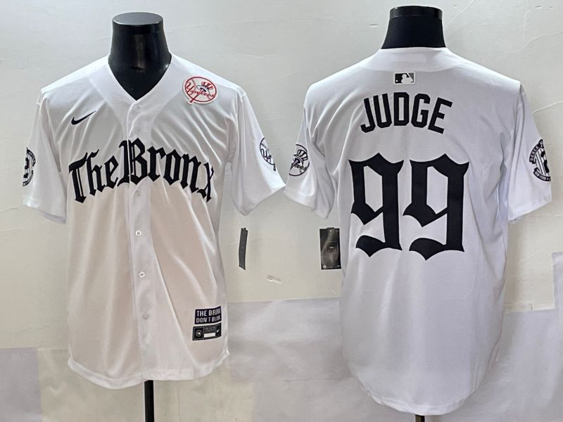 Men 2025 New York Yankees #99 Judge White Five generations Joint Name Nike MLB Jersey style 33